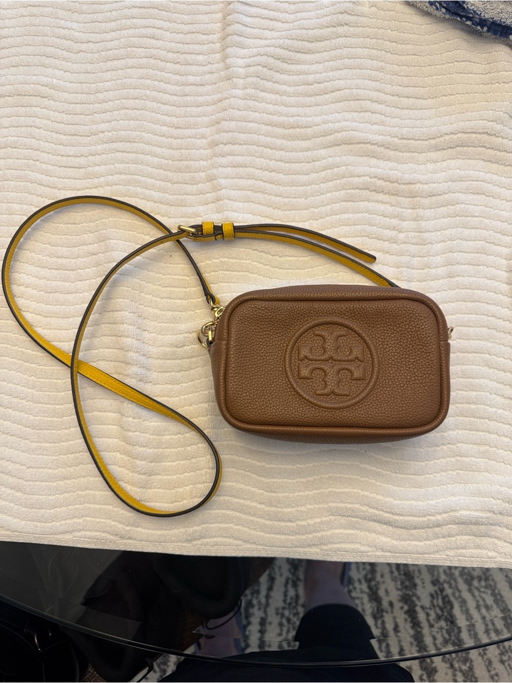 Tory Burch Perry Bombe Mini Brown Leather Crossbody Brown